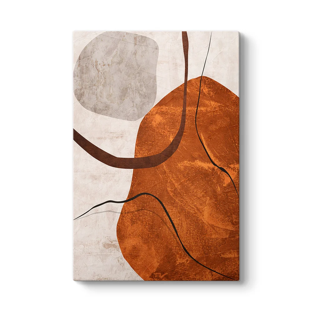 Modern Terracotta ve Bej Organik Soyut Tablo